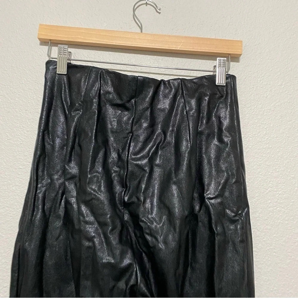 Amanda Uprichard Black Faux Leather Split Hem Pants - Picture 13 of 13